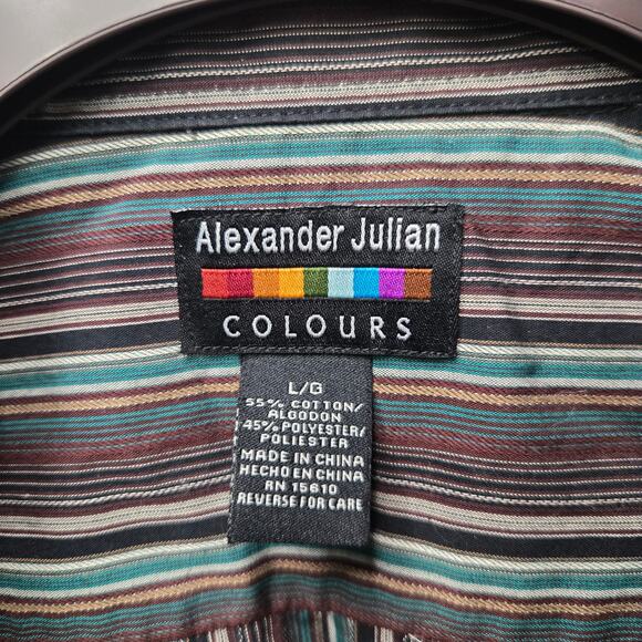 Alexander Julian Colours Striped Button Down Shirt Size Large - Picture 2 of 4